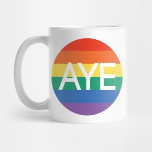 AYE, Scottish Independence Pride Flag Coloured Circle Design Mug